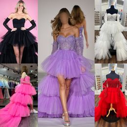 Robe de soirée cocktail à volants Hi-Lo 2k24 Haut Bas Niveau Babydoll Preteen Lady Pageant Hiver Soirée Formelle Événement Hoco Gala Graduation Homecoming NYE Robe de Danse Corset