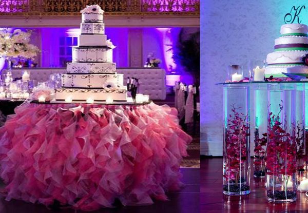 Faldas de mesa con tutú con volantes Faldas de mantel de boda hechas a mano Decoraciones de mesa de pastel coloridas para eventos de fiesta de bodas Mesa de bricolaje Ruf5752819
