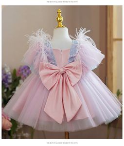Robes de bébé ébouriffes pour les filles paillettes de paillette élégante robe princesse pour la fête de mariage 1 à 5 ans