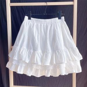 Ruffles en dentelle patchwork Coton Blanc Mini jupe haute taille aux jupes Aline pour femmes Summer 240416
