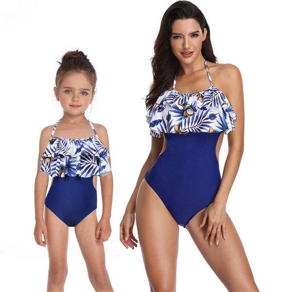 Volants maman et bébé fleurs imprimer maillot de bain famille correspondant maillot de bain Ins mode tenue 210529