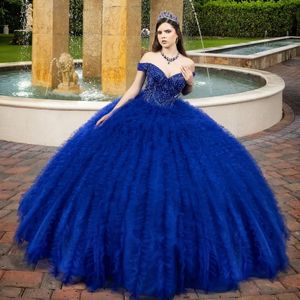 Rougnes Pluffy Ball Robe Quinceanera Robes Crystals Courte-hors de la longueur du sol Princess Prom Part