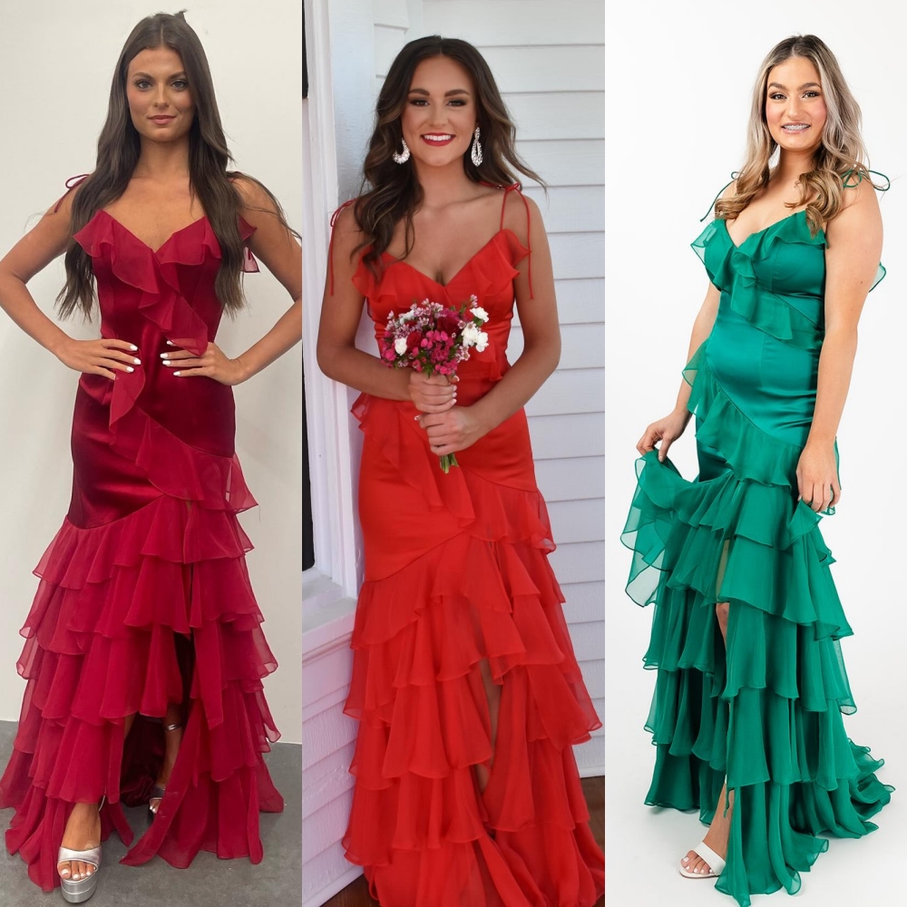 Ruffles Prom Dress Dress Stretch Satin Chiffon concurso de inverno Spring Evento formal Evening Party Festy Black-Tie Gala Oscar Hoco Vestido Casamento Convidado Damva de Babil