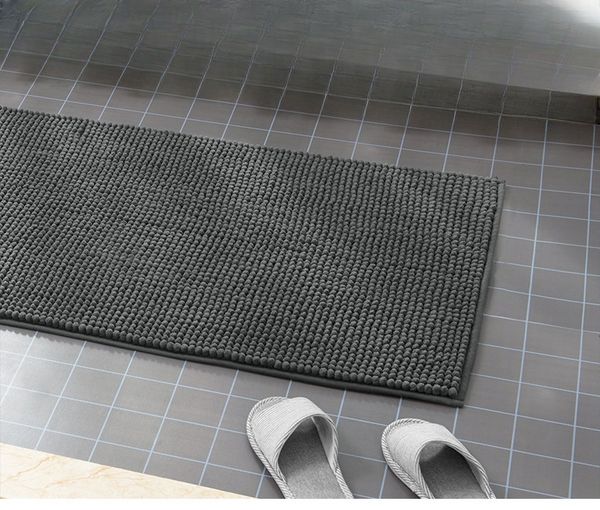 Sous-tapis Tapis de sol en chenille pelucheuse courte, tapis antidérapant de salle de bain, tapis absorbant, tapis d'entrée