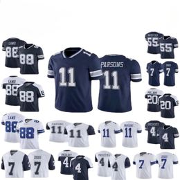 Camiseta de rugby 11 Micah Parsons Camiseta de fútbol 88 CeeDee Lamb 4 Dak Prescott Tony Pollard 55 Leighton Vander Esch 7 Trevon Diggs camiseta para hombre mujer camiseta de fútbol juvenil