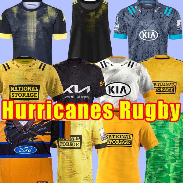 Maillots de rugby Wellington Hurricanes taille d'entraînement à domicile S-5XL chemise GILET Tshirt noir vert jaune 19 20 21 22 23 2021 2022 2023 pantalon rétro short