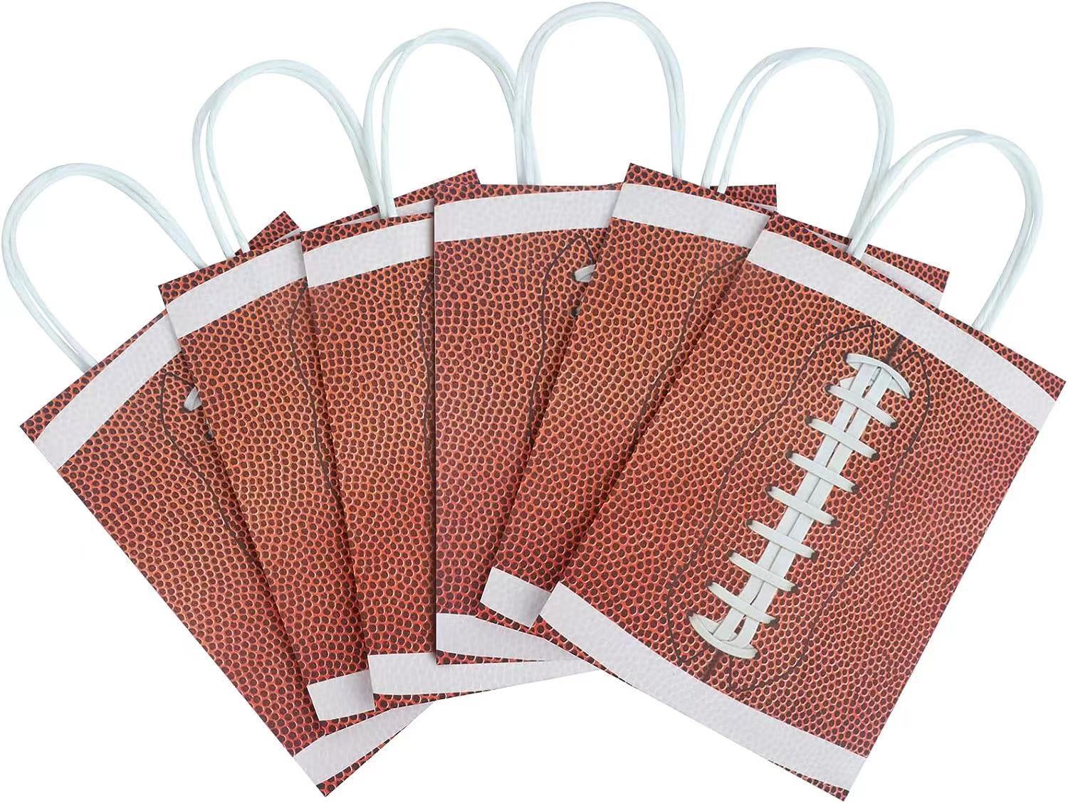 Rugby themed tote bag white kraft paper colored square bottom party gift wrapping bag