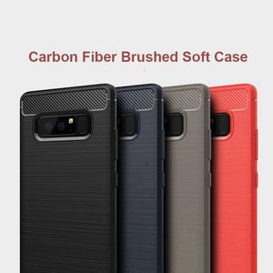 Étuis d'armure robustes pour Samsung S20 Ultra S10 S10e S9 S8 Plus Note 10 9 Couverture de téléphone en fibre de carbone brossé antichoc en silicone souple