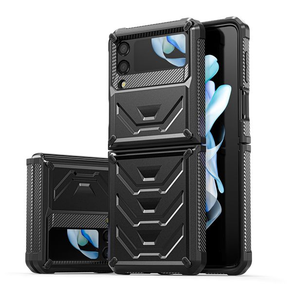 Fundas de teléfono con cubierta de defensa dura de armadura resistente para Samsung Galaxy Z Flip 4 3 5G Moto Razr funda resistente de doble capa de cuerpo completo