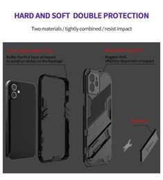 Armure robuste cachée cachée Cas pour iPhone 14 13 12 Mini 11 Pro Xs Max XR 7 8 6 6S Plus SE Téléphone Coque4068244