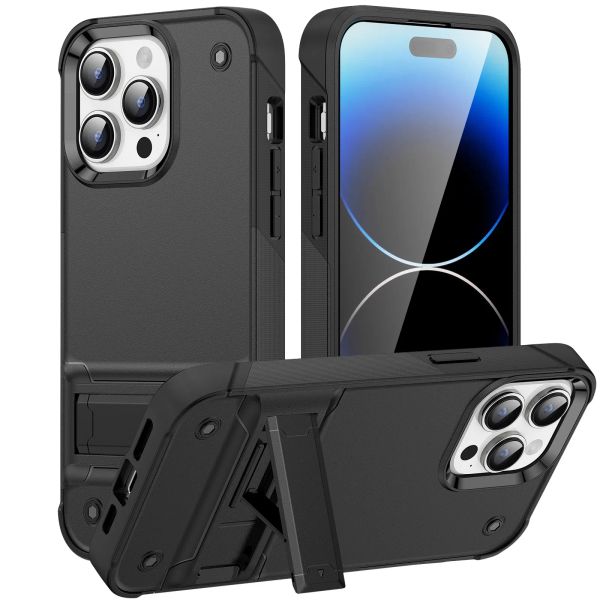 Capa de telefone com armadura robusta para iPhone 15 14 Pro Max Plus 13 12 Samsung S23 FE Moto G 5G Power Google Pixlel 8 Pro TPU pára-choque rígido com suporte traseiro