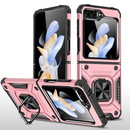 Robuust pantser schokbestendig mobiele telefoonhoesjes voor Samsung Galaxy Z Flip 3 Fold 4 5 magnetische autohouder standaard telefoonhoesje shell met ringhouder