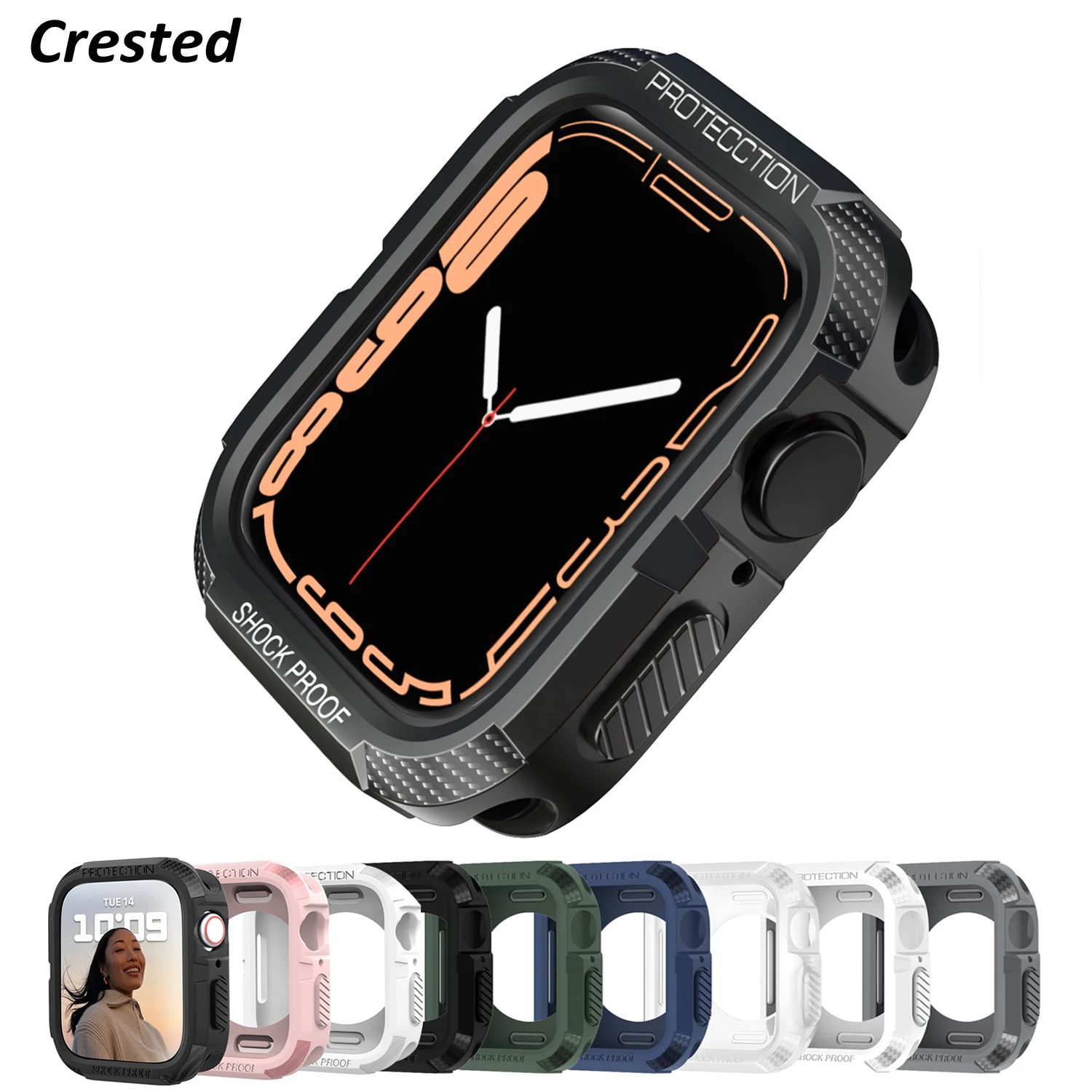Robuuste omslag voor Apple Watch Case 44mm 40mm 45 mm 41 mm 8 SE 6 5 3 IWatch Accessorie TPU -schermbeschermer Apple Watch Serie 7 Case