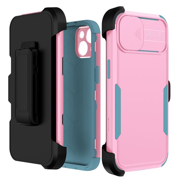 Coques de téléphone coulissantes robustes pour appareil photo Defender pour iPhone 13 Pro Max Samsung Galaxy A13 A33 5G Housse de protection complète antichoc avec clip de ceinture