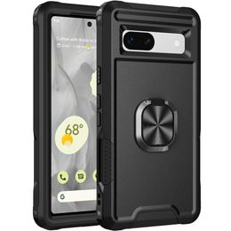 Étuis de téléphone à armure hybride robuste pour Google Pixel 6 Pro 7 7a 8, anneau antichoc avec coque de protection avec béquille