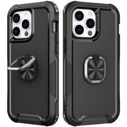 Robuuste Hybrid Armor Telefoonhoesjes voor iPhone 15 Pro Max 14 13 12 Mini 11 X XS XR Max Plus Schokbestendige Ring Cover Met Standaard Beschermende Shell