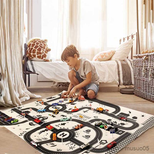 Tapis tapis de jeu pour enfants 130*100CM carte de Parking 83*58CM carte de ville de route tapis panneaux de circulation bébé tapis de jeu jouets