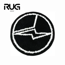 RugWake Black Lightning Rug Fragment Branded Floor Mat Sala de estar Alfombra Puerta Dormitorio Decoración