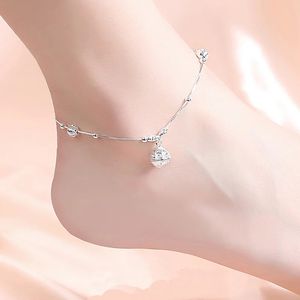 Ruifan Genuine 925 Sterling Silver Bell Anklets para mujeres Damas Cadena de tobilleros Accesorios de joyería fina YBR272 240408