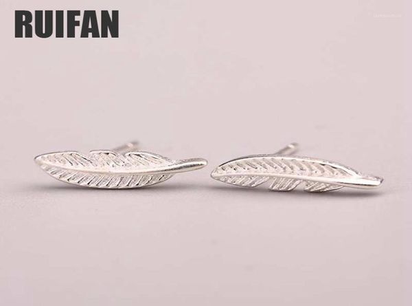 Ruifan Tiny 4mmx13mm Feather 925 Boucles d'oreilles en argent sterling Femmes 039 Jewelry Fashion Gift For Girls Kids Lady Yea15516308726