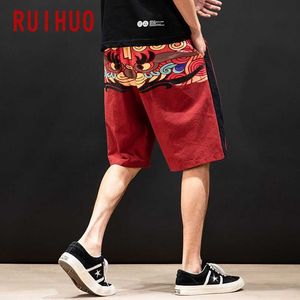 RUIHUO Style chinois décontracté lin coton Shorts hommes vêtements Streetwear hommes décontracté Shorts M-5XL 2021 nouveautés X0705