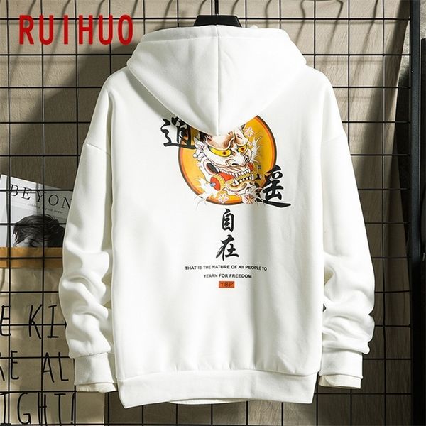 RUIHUO Japon Style Hommes Hoodies Sweats Harajuku À Capuche Hommes Japonais Streetwear Hoodies Hommes Automne XXXL Vêtements 201104