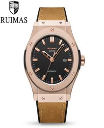 Ruimas Mens Watchs Top Brand Leather Luxury Automatique mécanique MECTION DE LURXE MEN SPORT SPORT WRISTRACK MENS REOJ Hombre22964879258280