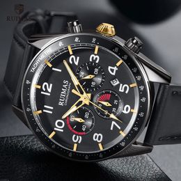 Ruimas regarde les hommes Top Brand Luxury Military Leather Wristwatch Man Clock Chronograph Chronograph Casual Sport Watch Relogo 574 297Z