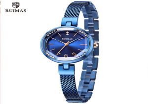 RUIMAS dames039S Simple Analog Blue Watches Luxe topmerk Kwarts Watch Ladies Woman Water Resistant Polshiper Relogio Girl 3120147