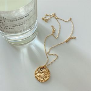 RUIYI Real 925 plata esterlina clásico león valiente mujeres collar jóvenes oro geométrico Vintage moneda colgante collar Q0531