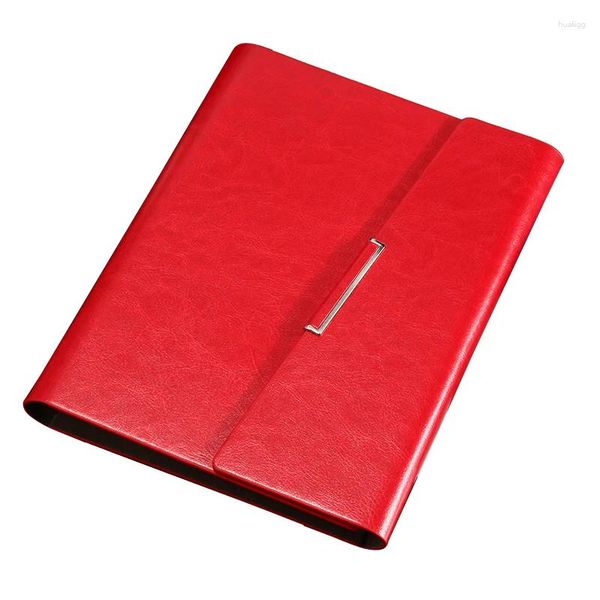 RuiZe-Cuaderno de hojas sueltas de cuero, cubierta dura A5, organizador de oficina y negocios, carpeta de 6 anillas, cuaderno de notas con espiral
