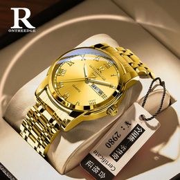 Ruizhiyuan Gold Mechanical Men's Same Style Couple Double Calendar Quartz Watch