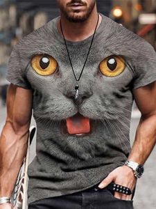 RUKAS T-shirt intéressant Animal chat gorge coupée A B C D E impression 3D grande taille décontracté week-end vêtements à manches courtes