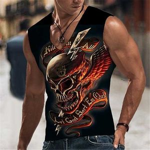 RUKAS T-shirt sans manches Sans manches Homme Tête de mort Graphique Col en V Vêtements Impression 3D Des sports Course à pied Sans manches Impression 3D Motif original Quotidien Muscle