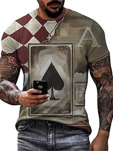 RUKAS T-shirt overhemd grafisch geruit pokerhalslijn zwart/wit rood/wit zwart blauw paars 3D-printen grote maten casual weekend korte mouwen kleding