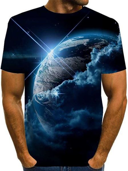 RUKAS T-shirt d'impression universelle col étoile vert bleu violet jaune rouge impression 3D grande taille décontracté manches courtes vêtements/rétro