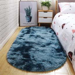 Ruldgee ellips ovale tie-dye tapijt slaapkamer nachtkastje deken voor bed woonkamer sofa theetafel lange wollen mat dubbele kleur 210301