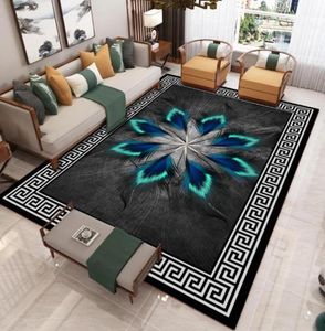 RUNDGEE moderne nouveau style chinois 3d tapis imprimé salon canapé table basse légère couverture de luxe de luxe chambre à coucher complete Mat5812817