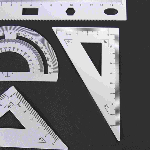 Juego de regla geométrica, herramienta de matemáticas, círculo de medición, Kit de dibujo triangular, herramientas cuadradas de escala, transportador de carpintero para niños, estudiante