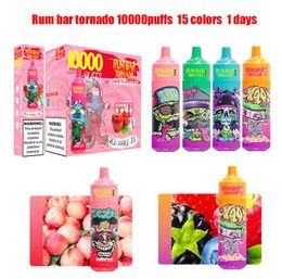 Barre de rhum 10000 bouffées 650mah 20ml Vapes jetables Puff Lectroniques Jetables Randm Tornado Vape préremplies autorisées 15 couleurs