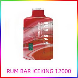 RUM BAR ICE KING 12000 trekjes Wegwerp-e-sigaretten 13 ml peulen mesh-spoel 550 mAh oplaadbare batterij display vape-pen 10 smaak Crazvapes