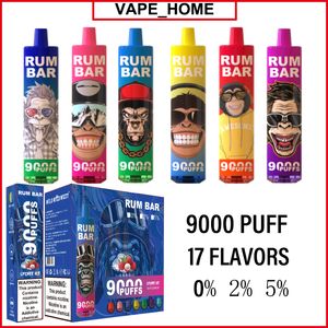 Puff de barra de ron 9000 17 sabores 0% 2% 5% fábrica de vaper desechable al por mayor 9k