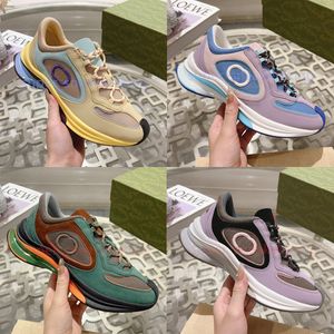 RUN Sneakers Designer Hommes Femmes Broderie Interlocking G Chaussures Turquoise Jaune Mode Semelle En Caoutchouc Formateur Taille 35-45 avec Boîte D'origine