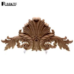 Runbazef antieke decoratieve houten appliques meubels decor kast deur onregelmatige houten lijstwerk bloem carving figurine craft 211108