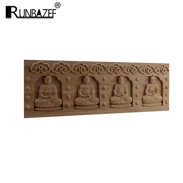 RUNBAZEF statue de bouddha ornementale moderne Antique bois lignes sculpture décalcomanie longue fleur en bois coin fenêtre portes vente 211108