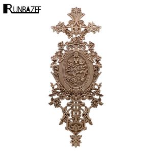 Runbazef vintage décor intérieur floral en bois sculpté applique applique de porte murale meubles décoratifs figurines pour miniature 231222