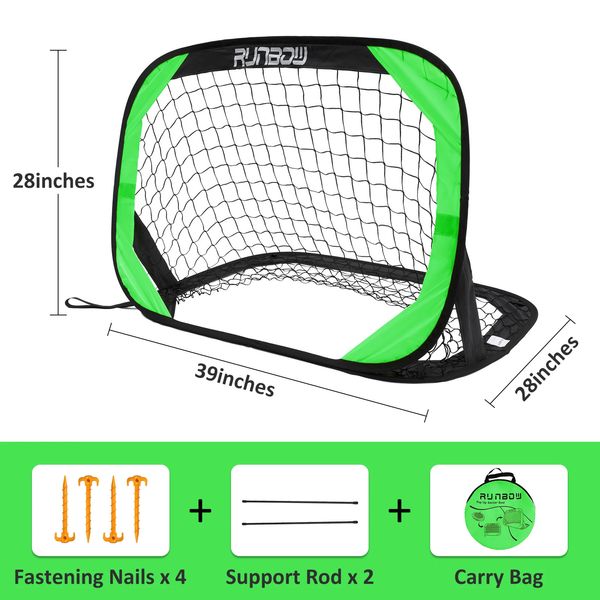 Runbow 3.3x2.2ft Pop Up Soccer Objectif pour les enfants - Net de football pour tout-petit pour arrière-cour intérieur et plage avec sac de transport 240403