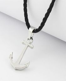 Runda mode ip zwart roestvrijstalen zeeman anker hanger ketting voor mannen sieraden met nylon touw 201013239c2876730