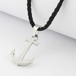 Runda mode IP noir acier inoxydable marin ancre pendentif collier pour hommes bijoux avec corde en Nylon 201013267o