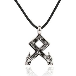 Rune tête de loup corps de serpent pendentif Viking Odal avec têtes de loup Viking hommes amulette collier 331K